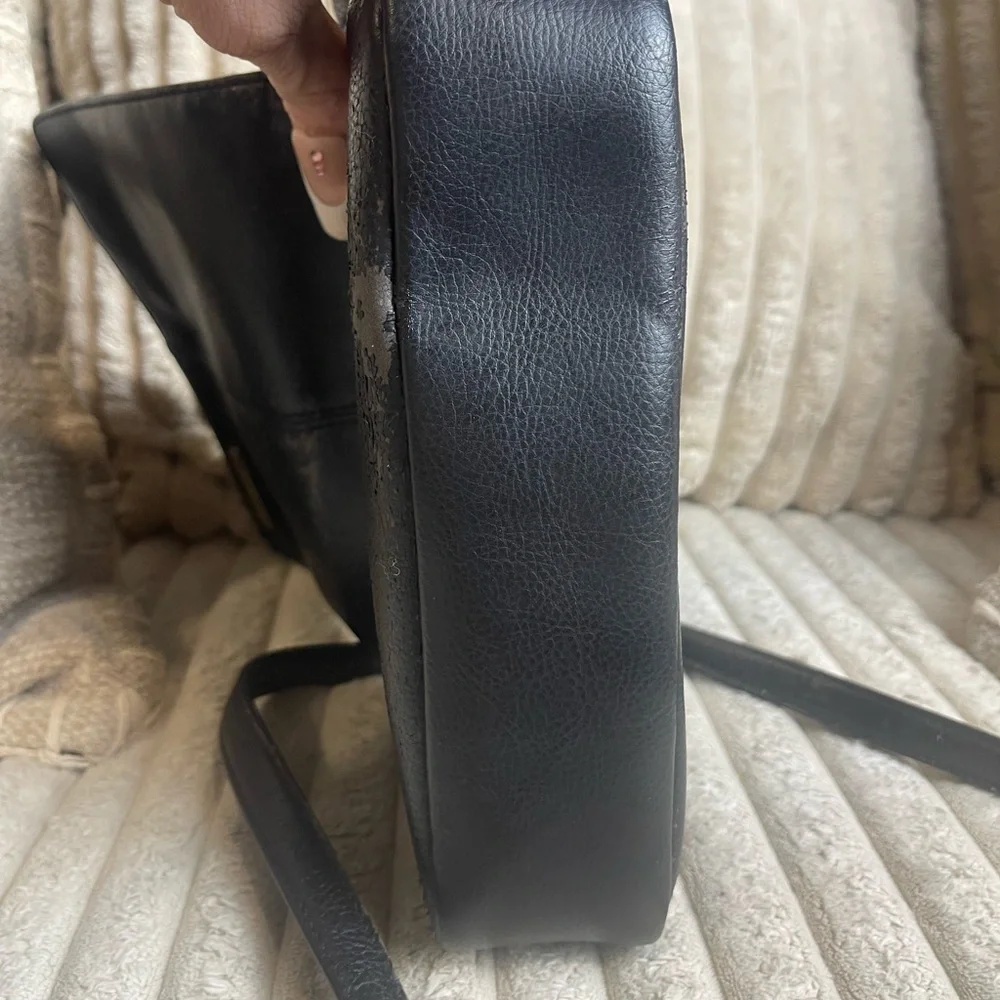 Liz Claiborne Black Leather Messenger Bag